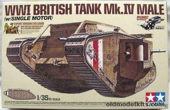 Tamiya 1/35 WWI British Tank Mk.IV Male Motorized, 30057-6900 plastic model kit